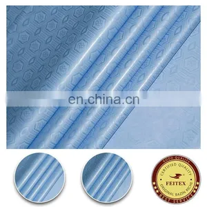 2017 Sky Blue Latest Design Guinea Brocade Styles Sewing Material For Women African Bazin Clothes Wholesale Fabric thumbnail-1