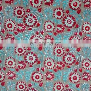 Handmade Pure Cotton Block Printed Fabric Jaipuri Sanganeri Textile From India / Fabric / 100% Cotton Fabric thumbnail-1