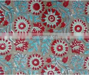 Handmade Pure Cotton Block Printed Fabric Jaipuri Sanganeri Textile From India / Fabric / 100% Cotton Fabric thumbnail-3