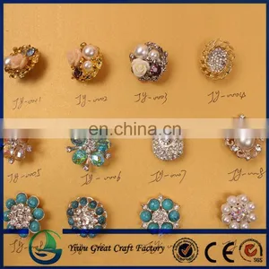 Wholesale New Fashion Bulk Covers Pearl Rhinestone Button thumbnail-2