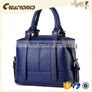 CR Low MOQ Requirements pu Material Large-capacity Portable Long Handle Dark-blue Colors Noble Elegant Ladies Leather Bag Models thumbnail-1