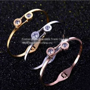 Gold Rose Gold Silver PVD Plating Womens Stainless Steel Bracelet Armbånd Esposas thumbnail-1