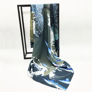 Soft Textile Printing Wholesale New Design Custom Women Silk Scarf Printed thumbnail-1