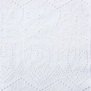 Embroidered Design Cutwork Border Voile Embroidery Cotton Lace Fabric thumbnail-2