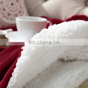 Manufacturer Red Soft Swaddle 100% Microfiber Sherpa Blanket For Winter Fleece thumbnail-7