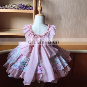 2 Pcs Spanish Court Green Flowers Princess Dress Christmas Dress Lolita for Baby Girls Kids Dresses for Girl thumbnail-4