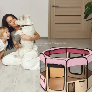 Portable Foldable Pet Exercise Pen Kennel + Carrying Case for Larges Dogs Small Puppies/Cats | Indoor/Outdoor Use Pet Cage thumbnail-3