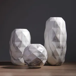 Artistic Large White Creative Marble Chinese Ceramic Vase For Hotel Table Decoration thumbnail-1