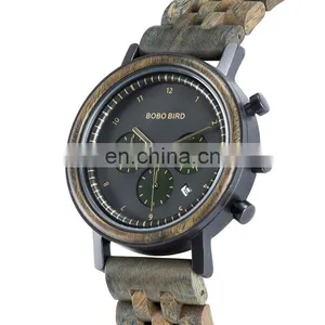 BOBO BIRD OEM Creative Natural Bamboo Wood Watches Men Fashion Multifunction Quartz Wood Watch thumbnail-4