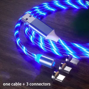 Best Sellers 3 in 1 LED Magnetic Charging Cable for IPhone Samsung Android Charger USB Cable Fast Charging Type C Data Cable thumbnail-1