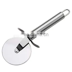 Wholesale Stainless Steel Pizza Shovel Pizza Cutter Set Stainless Steel Pizza Cutter Wheel With Wood Handle thumbnail-1