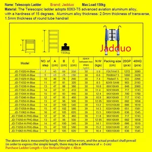 Single Blue Telescopic Ladder With Hook thumbnail-2