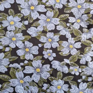 BJ032 Embossed Yarn Dyed Jacquard Fabric Floral Brocade Design Plants For Garments thumbnail-5