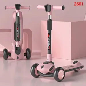 Children's Scooters Children's 3-wheel Music Glowing Folding Toys, Outdoor Sliding Sports, Boys and Girls Kids Kick thumbnail-1