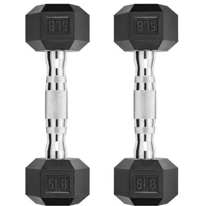 Wholesale Fitness Workout 5pounds-90Pounds Professional Gym Weight Lifting Training Rubber Hex Dumbbells thumbnail-3