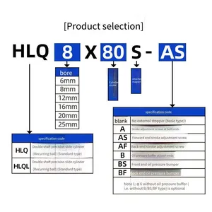 Hlq8 Pneumatic Sliding Table Cylinder 8/12/16/20/25-10s20s30s40s-150s Linear Precision Guide Rail Cylinder thumbnail-2