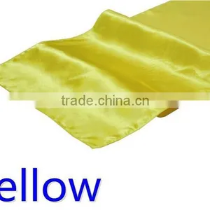 Hot Selling Ployester Satin Table Runner for Wedding Decoration, Yellow Color thumbnail-1