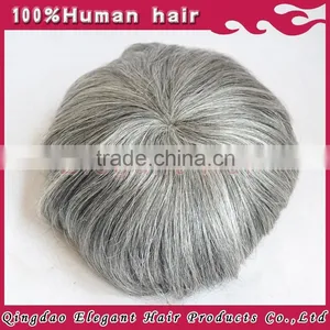 China Wholesale Websites Unprocessed Indian Virgin Hair Mens Toupees Grey Hair thumbnail-2