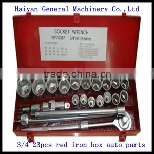 3/4"DR. 23pcs 21-50mm Hand Tools Car Tools With Red Iron Box thumbnail-1