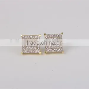 Hip Pop Jewelry Fashion Stud Earring 925 Silver Square Shape thumbnail-3