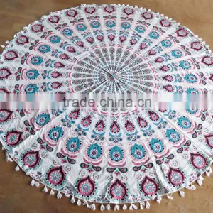 Cotton Round Beach Towel Mandala Turkish Throw Roundies Table Cover thumbnail-1
