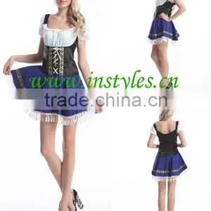 Walson 2016 Oktoberfest Wench Ladies Fancy Dress German Bavarian Beer Girl Womens Costume Halloween Costume thumbnail-3