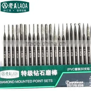 LAOA30pcs Set 3mm Free Shipping Diamond Grinding Tools Emerald Jade Carving Tools Rod Mill thumbnail-1