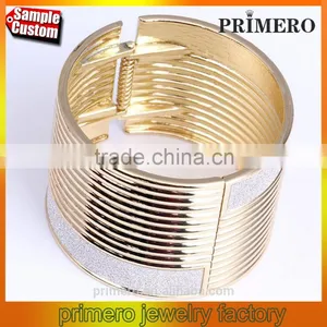New Punk Gold Plated Bangle Jewelry Sticker Color Wider Cuff Bracelets For Women thumbnail-1