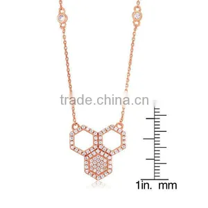 Fashion Purple Rose 925 Sterling Silver Ladies 3 Tiered Moon Crest Necklace thumbnail-2