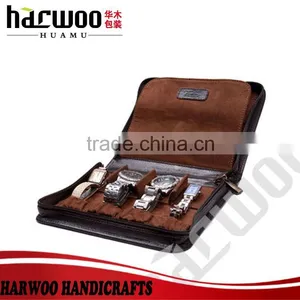 4 Slot pu Watch Travel Box,brown Color Leather Watch Travel Bag,watch Travel Bag thumbnail-1