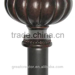 Home Decor Classic Mahogany Pumpkin Ball Curtain Rod Set thumbnail-2