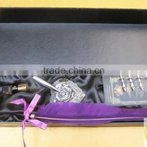 Business Gift Purple Custom Promotional Quill Pen Set thumbnail-1
