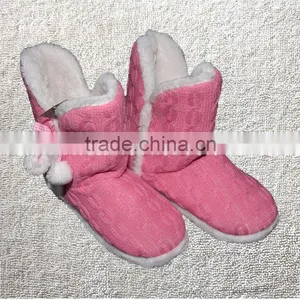 Premium Quality Pink Cable Knitted Women Indoor Boots Rubber Cable Boots thumbnail-1
