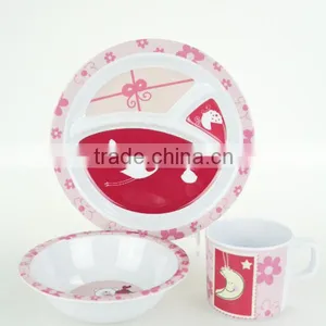 Hot Sale Melamine 3 Pcs Cute Design Divided Dinnerware Sets for Kid thumbnail-1