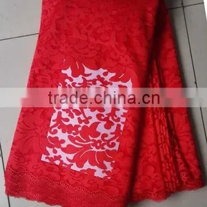 High Quality Red Tulle Lace Polyester Fabrics for Lady Evening Dress thumbnail-1