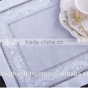 Linen Hemstitch Placemats With Embroidery thumbnail-1