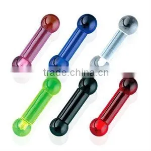 Acrylic Straight Barbell Tongue Ring thumbnail-1