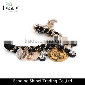 Handmade Gold Plating Alloy Cion Shape Charm Bracelet Jewelry for Women Wholesale 2016 thumbnail-4