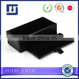 Stock Wholesale Cufflinks Rectangle Box of High-grade Black Cufflinks Box thumbnail-2