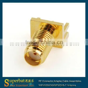 Wide Flange .062" Medium Version SMA FEMALE PCB MOUNT RF CONNECTOR PCB thumbnail-1