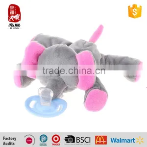EN71/ASTM Safe Material Baby Pacifier With Plush Animal Elephant Toys thumbnail-2