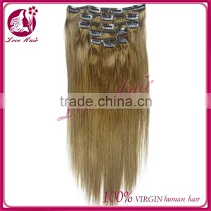 Wholesale Factory Price 10-30" Straight Clip in Hair Extensions Virgin Brazilian Clip in Hair Extension thumbnail-1