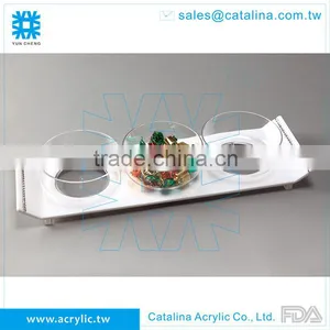 Clear Diamond Chain, Set of 4 Pcs Small Bowl With Base Acrylic Serving Tray thumbnail-4