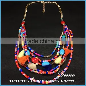 Colorful Pearl and Crystal Beaded Necklace thumbnail-1