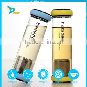 Best Sale Drinking 500 ml Green Sport Glass Water Bottle With Fruit Infuser thumbnail-1