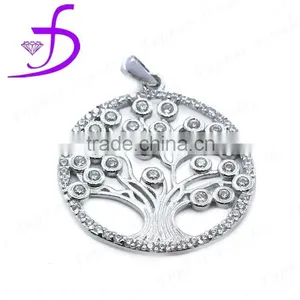 925 Silver Bezel Setting Gemstone Tree Pendant thumbnail-1