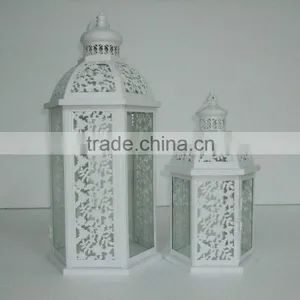Garden Steel Lantern White Color thumbnail-1