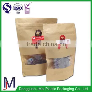 High Grade Window Kraft Stand up Zippper Pouch, Brown Kraft Paper Bags, Dried Food Packaging Bag thumbnail-2