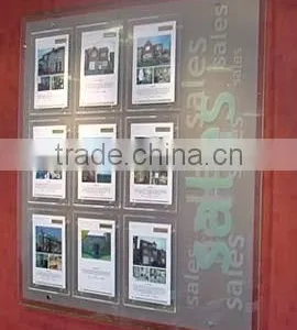 Wall Window Panel Displays With 9x A4 Portrait Pockets Displaying thumbnail-1