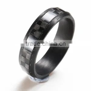 100% Genuine Pure CARBON FIBER Men's Wedding Band Ring With Groove in Center thumbnail-2